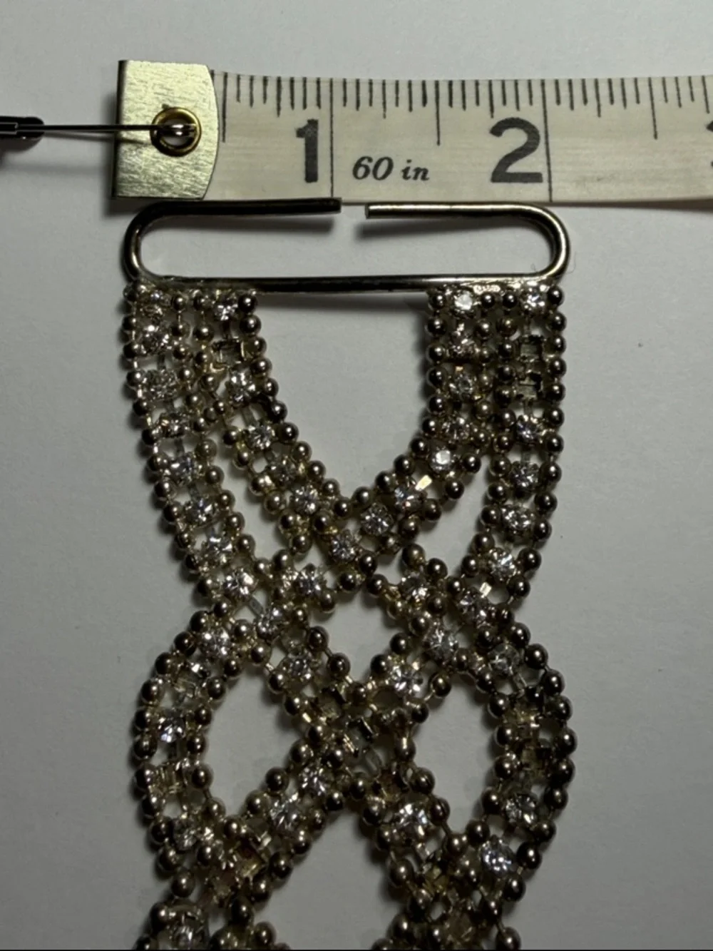 Vintage Silver Rhinestone Wristlet Strap or Choker Necklace 9